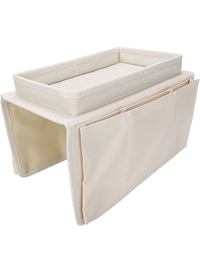 The Bros Sofa Armrest Organizer, With A Top Tray Wear Resistant Armchair Storage Bag, Washable for Daily Small Gadgets Sofa Storage(Beige) - Image 1