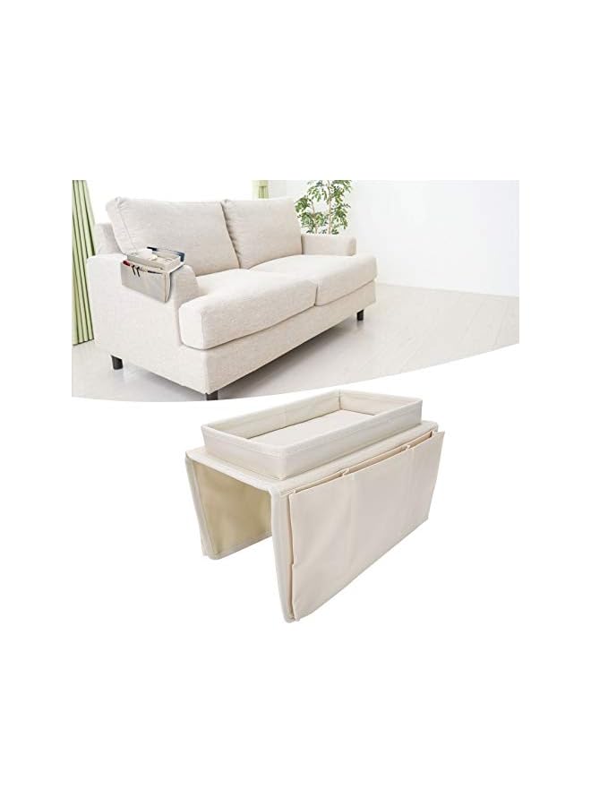 The Bros Sofa Armrest Organizer, With A Top Tray Wear Resistant Armchair Storage Bag, Washable for Daily Small Gadgets Sofa Storage(Beige) - Image 2