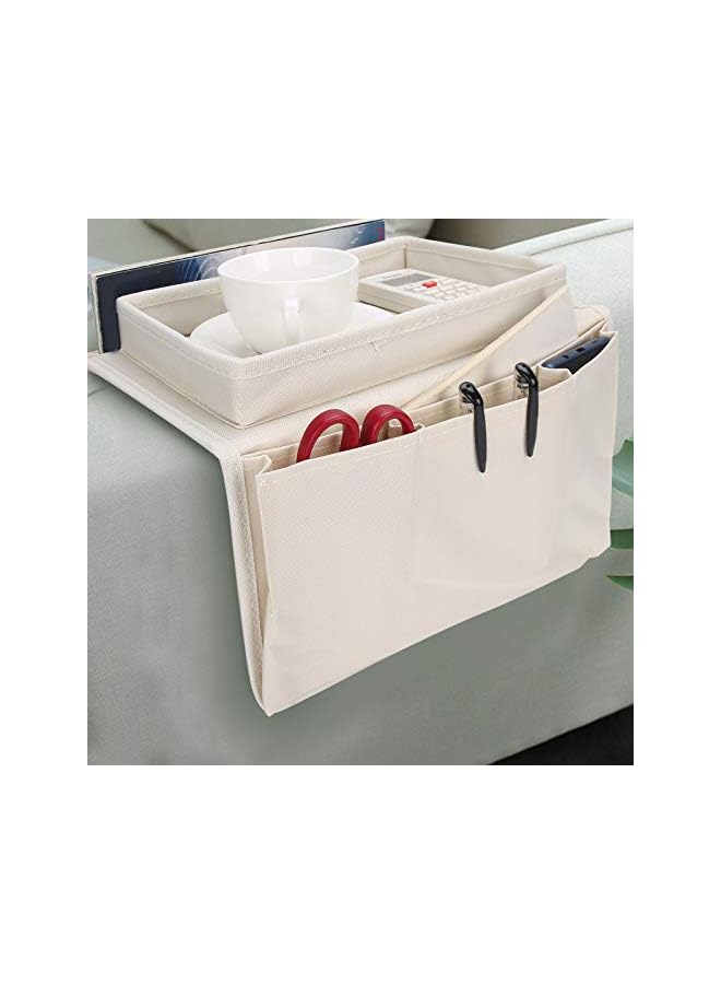 The Bros Sofa Armrest Organizer, With A Top Tray Wear Resistant Armchair Storage Bag, Washable for Daily Small Gadgets Sofa Storage(Beige) - Image 4