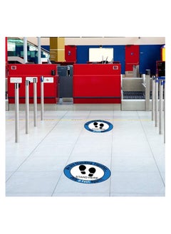 NIBEMINENT Social Distancing Floor Decals Safety Sign Marker Stand Here Sticker for Grocery Store School, 10PCS/Set 12” /30cm  - Image 3