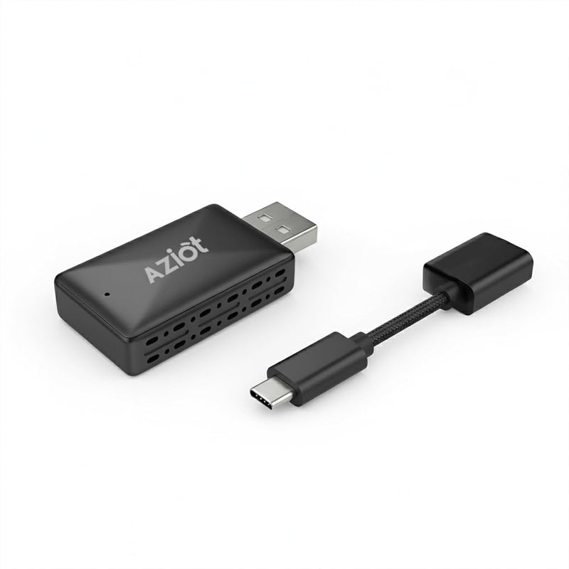 AZIOT Essence 2-in-1 Wireless Car Adapter, Convert Wired Android Auto & Apple CarPlay to Wireless, Plug & Play Bluetooth Receiver, Auto Connect, OTA Updates, USB-A & USB-C - Image 1