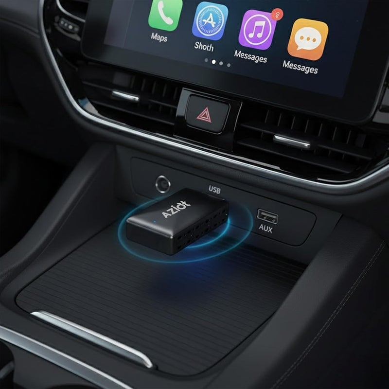 AZIOT Essence 2-in-1 Wireless Car Adapter, Convert Wired Android Auto & Apple CarPlay to Wireless, Plug & Play Bluetooth Receiver, Auto Connect, OTA Updates, USB-A & USB-C - Image 2