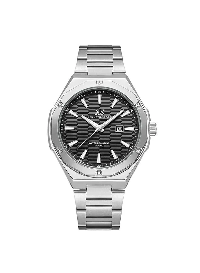 KENNETH SCOTT Men's Stainless Steel Analog Watch K23026-SBSB - 46 mm
