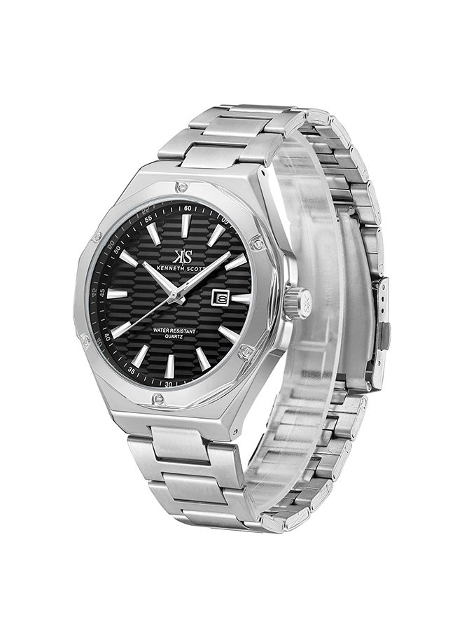 KENNETH SCOTT Men's Stainless Steel Analog Watch K23026-SBSB - 46 mm  - Image 2