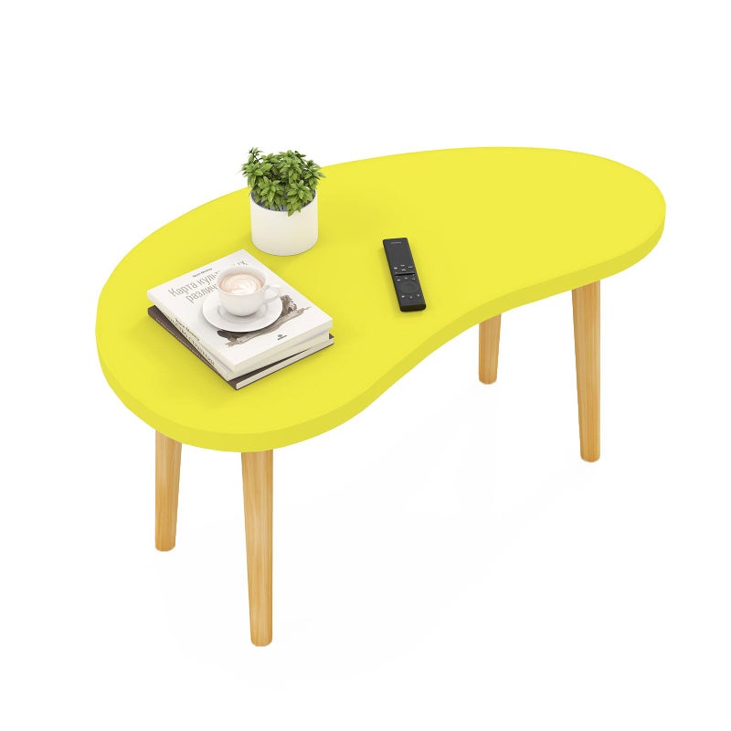 Funecy Mango Coffee Table Low Table with 4 Solid Wood Sturdy Legs,Floor Table Desk for Sitting on The Floor,19.7"D x 31.5"W x 16"H Inches,Living Room/Toy room Furniture,Rental house Furniture (Yellow) - Image 1