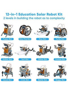 Arabest STEM 12-in-1 Education Solar Robot Toys -190 Pieces DIY Building Science Experiment Kit for Kids Aged 8-10 and Older,Solar Powered by The Sun  - Image 2