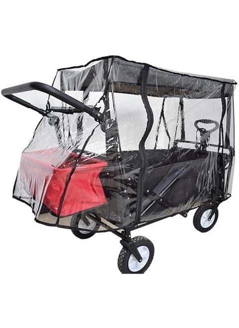 Rain Cover for Wagon Universal Clear Plastic Awning for Collapsible Beach Folding Utility Kids Grocery Push Stroller Wagon Cart Accessories Foldable