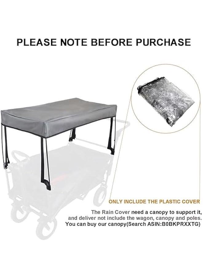 Rain Cover for Wagon Universal Clear Plastic Awning for Collapsible Beach Folding Utility Kids Grocery Push Stroller Wagon Cart Accessories Foldable