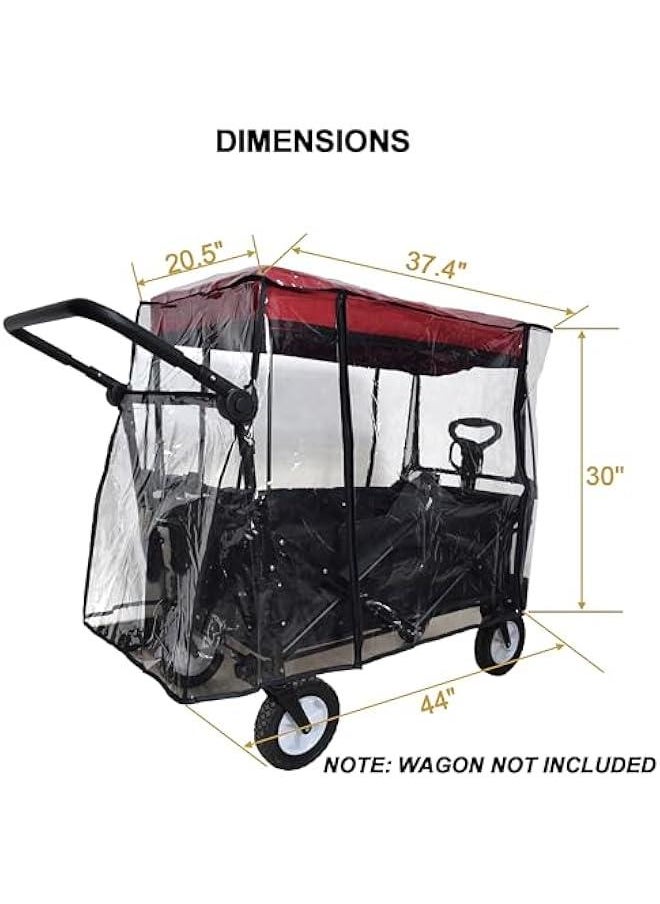 Rain Cover for Wagon Universal Clear Plastic Awning for Collapsible Beach Folding Utility Kids Grocery Push Stroller Wagon Cart Accessories Foldable