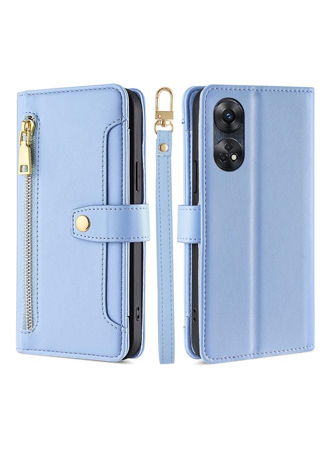 S-TOP Case For OPPO Reno8 T 4G Sheep Texture Cross-body Zipper Wallet Leather Phone Case - Image 1