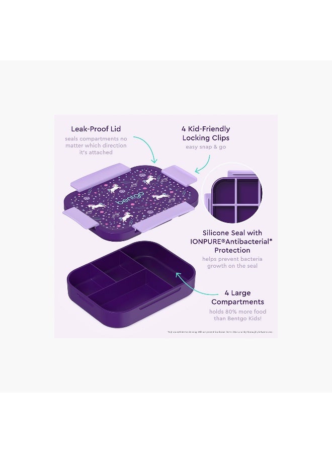 Bentgo Purple Unicorn Print Lunch Box for Kids - Image 2