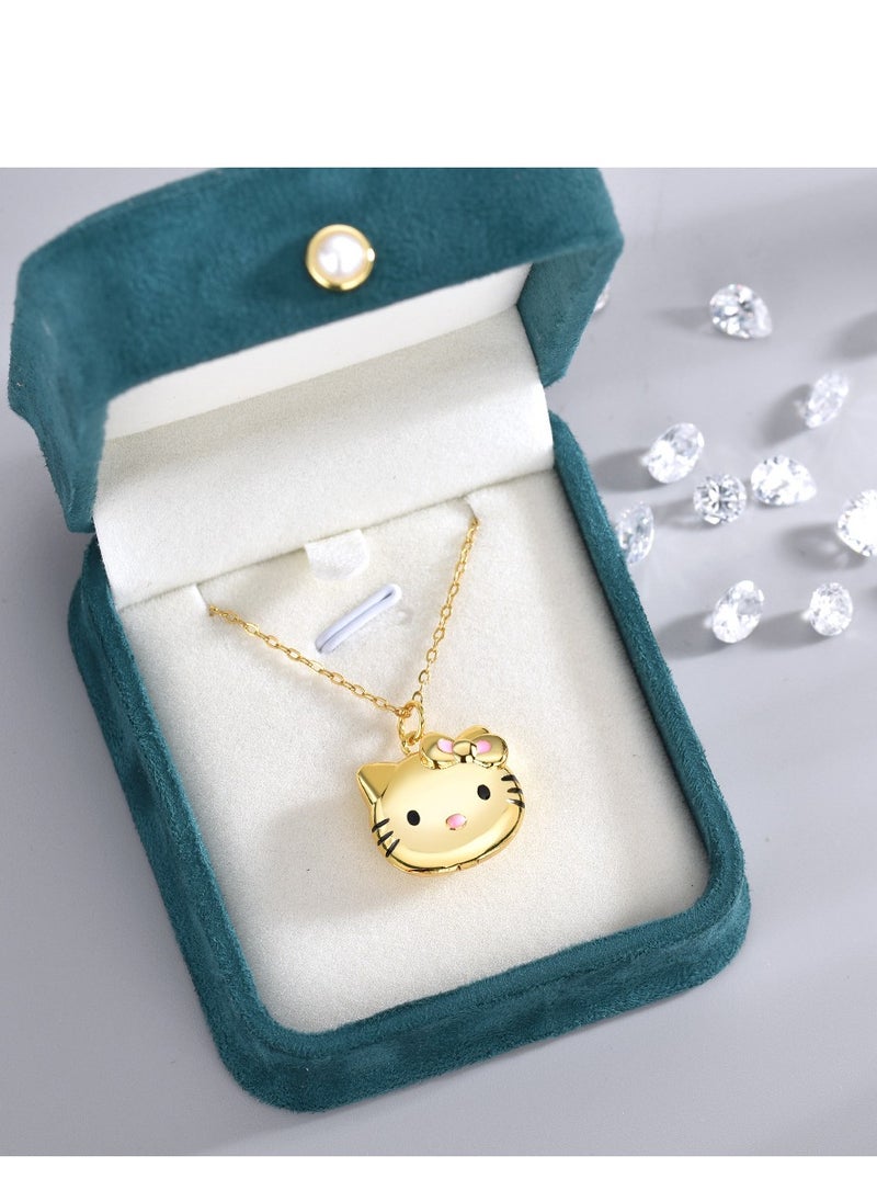 Hello Kitty Hello Kitty Gold Pendant Necklace with Open Cover  - Image 5