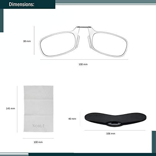 Noble Pack Noble Ultra Slim and Flat Reading Glasses Thin and Flexible Armless (2 Pairs) Enhanced Comfort Nose Rest, Armless Pocket Size Readers with 2 Stick-on Silicone Case Holder (Clear, +1.00) - Image 3