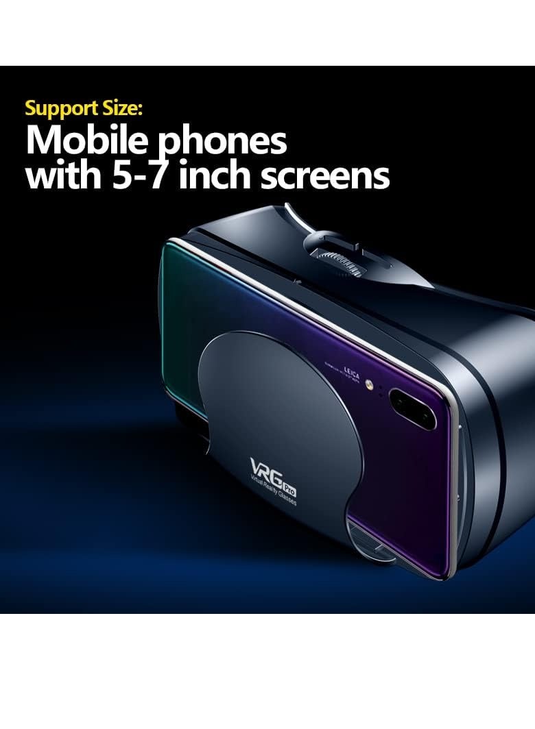سماعة رأس VR مع جهاز تحكم، نظارات الواقع الافتراضي متوافقة مع أجهزة iPhone وAndroid 5.0-7.0 بوصة سماعة الواقع الافتراضي ثلاثية الأبعاد عالية الدقة مع عدسات حماية للعين مضادة للضوء الأزرق مناسبة للأط - Image 3