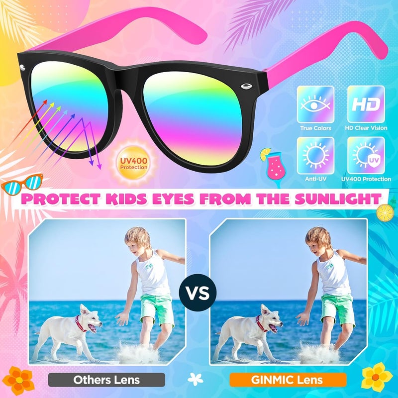 Ginmic Kids Sunglasses Bulk, Neon Sunglasses Party Favors with UV400 Protection for Kids, Boys and Girls, Party Favor For Kids, Birthday Graduation Party Supplies, Beach, Pool Party Favors - Image 2