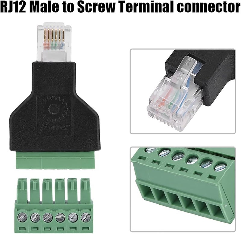 RJ12 6P6C Male to 6 Pin Screw Terminal Adapter Ethernet Connector 1Pcs - Image 3