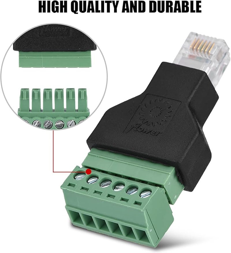 RJ12 6P6C Male to 6 Pin Screw Terminal Adapter Ethernet Connector 1Pcs - Image 4