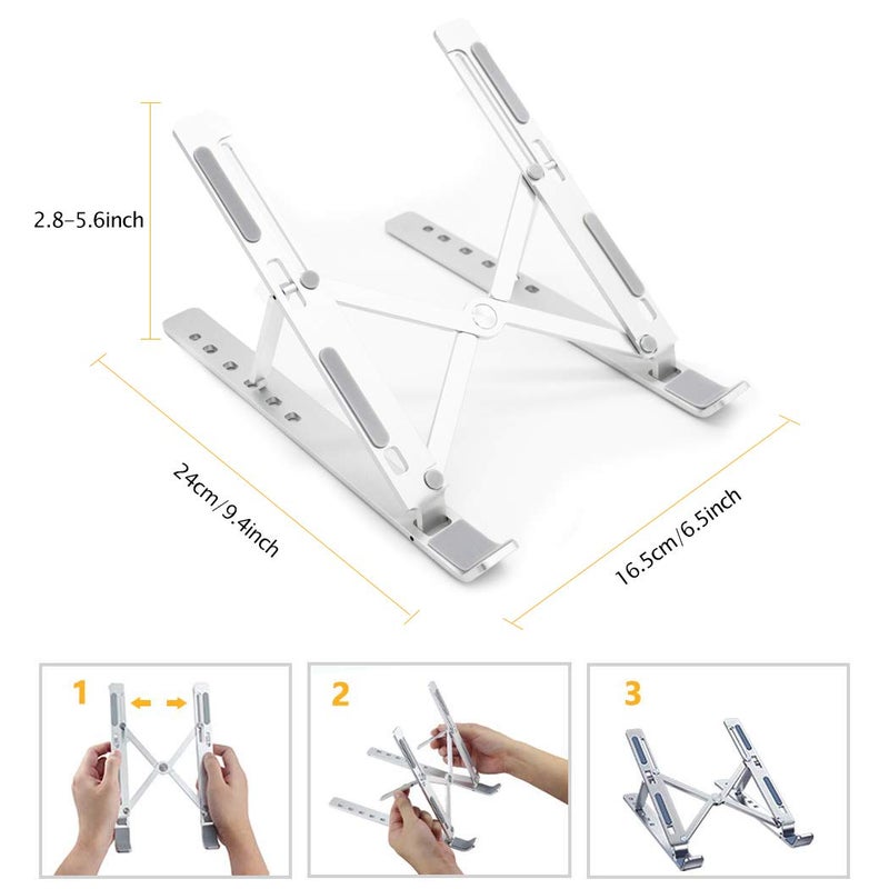 upxon Laptop Stand Adjustable Aluminum Laptop Tablet Stand Foldable Laptop Riser Portable Laptop Holder Compatible with 7156 inches Laptop Tablet Notebook - Image 2