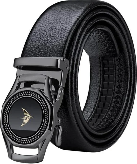 وليام بولو Williampolo Class Genuine Leather Men's Patterned Belt with Gray Metal Buckle