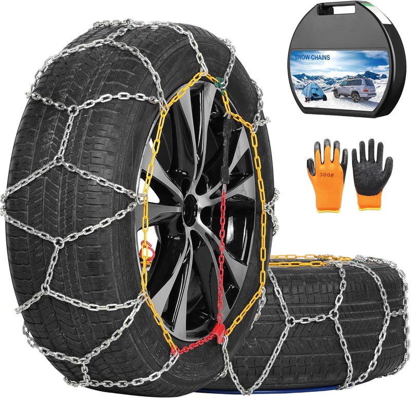 COCO BIRD Snow Chains - Wear-Resistant High Carbon Steel Anti Slip Tire Chain for Passenger Cars, Pickups, and SUVs, Set of 2 (KN140) - Image 1