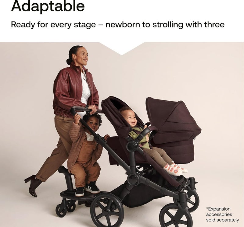 Bugaboo Donkey 6 Twin Bassinet Fabric - Complete Set for Side-by-Side Double Stroller Conversion - Organic Cotton Lining - Heritage Black - Image 4