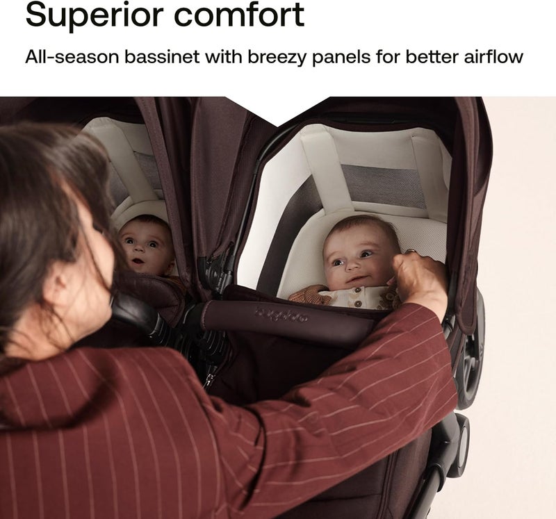 Bugaboo Donkey 6 Twin Bassinet Fabric - Complete Set for Side-by-Side Double Stroller Conversion - Organic Cotton Lining - Heritage Black - Image 3
