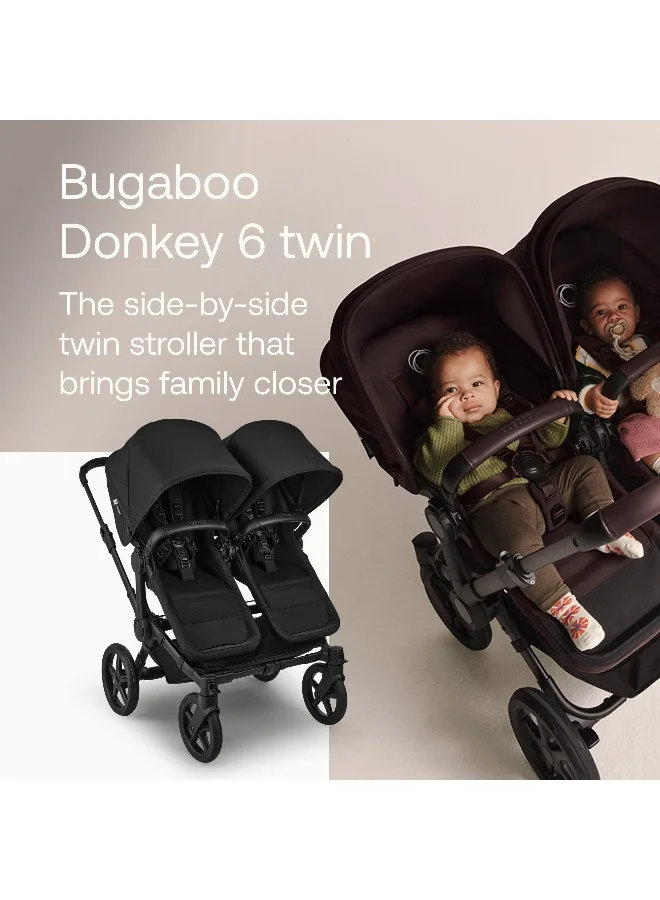 بوجابو Bugaboo Donkey 6 Twin Bassinet Fabric - Complete Set for Side-by-Side Double Stroller Conversion - Organic Cotton Lining - Heritage Black
