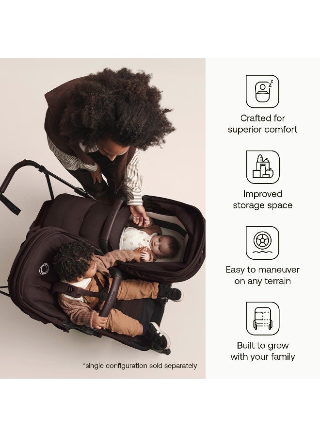 Bugaboo Donkey 6 Twin Bassinet Fabric - Complete Set for Side-by-Side Double Stroller Conversion - Organic Cotton Lining - Heritage Black - Image 4