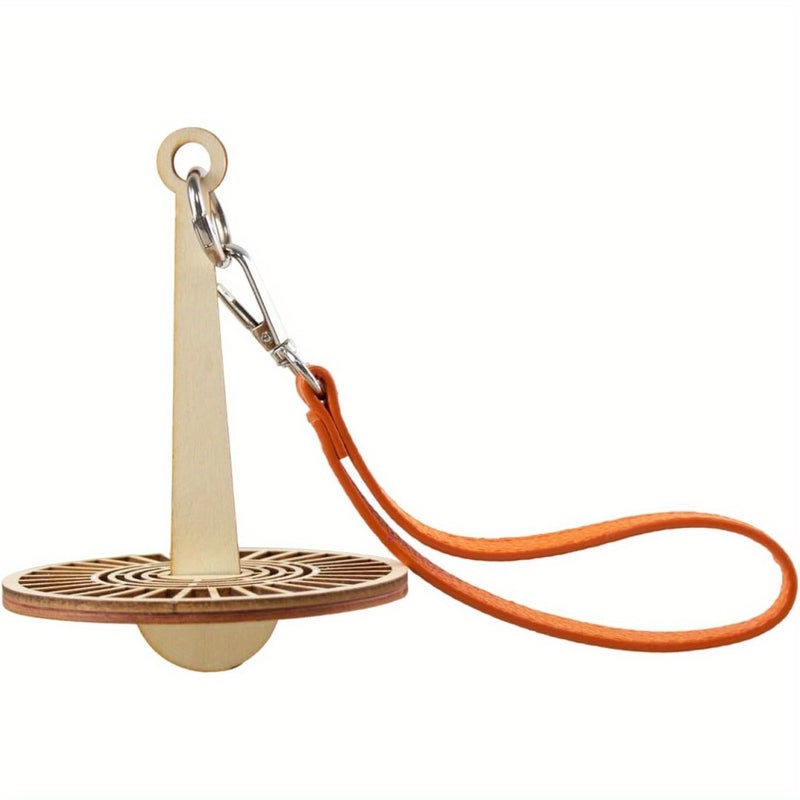 Red Portable Wrist Yarn Holder With Leather Strap And Wooden Stand For Knitting And Crochet - Image 1