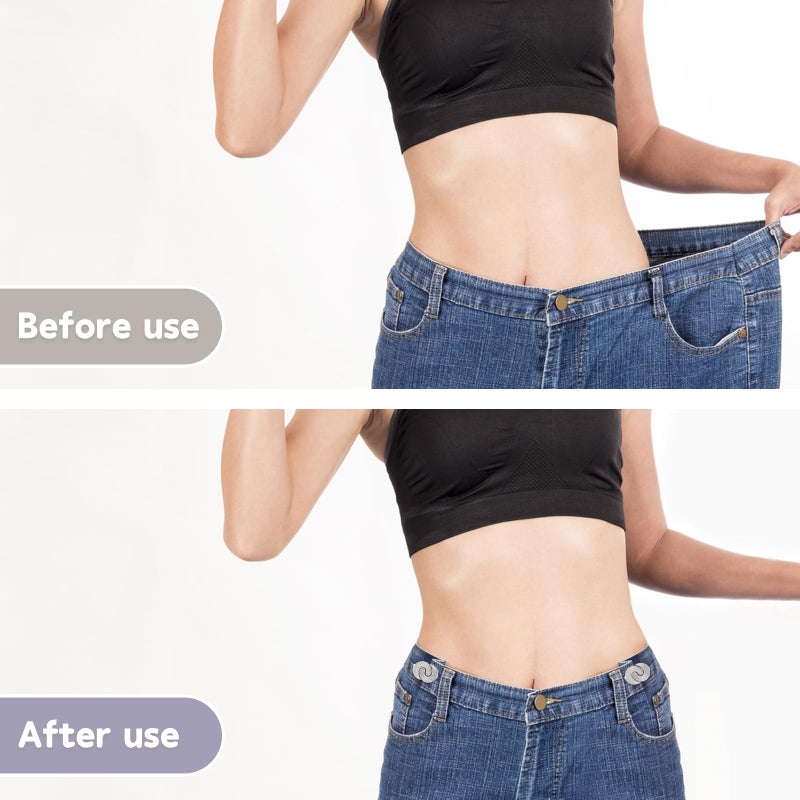 ROPAKED 12 Set Pant Waist Tightener Adjustable Buttons Pins for Loose Jeans Waist Cincher Clip Reusable Metal Brooch for Clothing Dresses Skirts No Sew and No Tools Decoration Accessories - Image 2