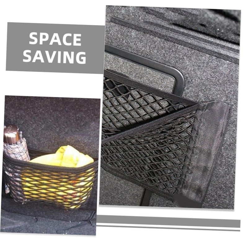 BESTYASH 6 Pcs Double Layer Elastic Car Trunk Storage Net Bag with Adhesive Tape - Image 4