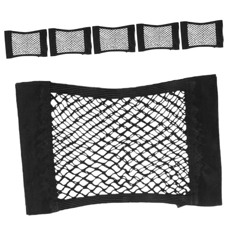 BESTYASH 6 Pcs Double Layer Elastic Car Trunk Storage Net Bag with Adhesive Tape - Image 2