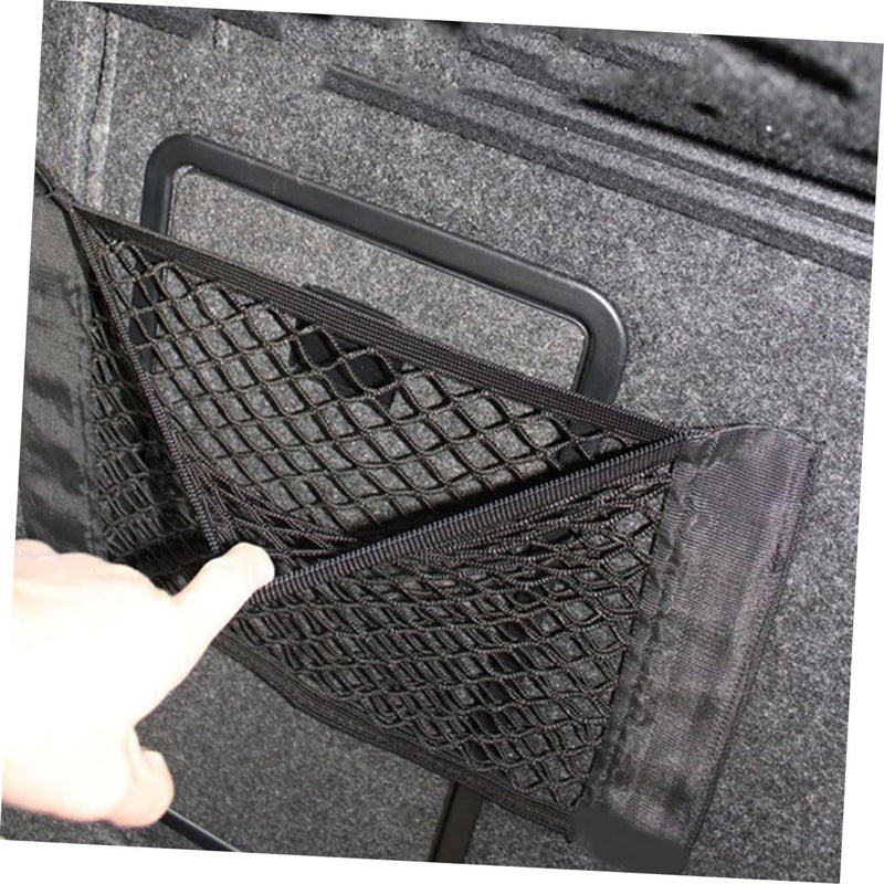 BESTYASH 6 Pcs Double Layer Elastic Car Trunk Storage Net Bag with Adhesive Tape - Image 5