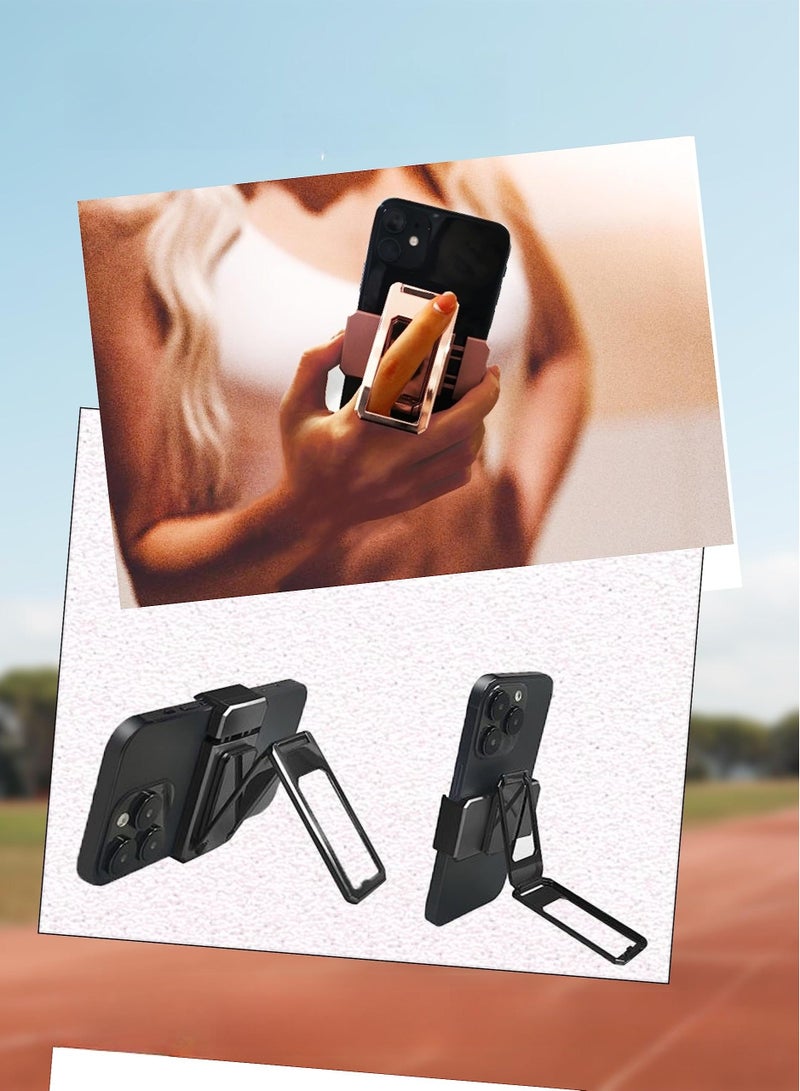 Captaintech Phone Ring Holder Kickstand,Phone Fixing snap with Kickstand 【2-in-1】,Phone Gripper for Back of Phone,Compatible with iPhone Samsung Phone, Black - Image 4