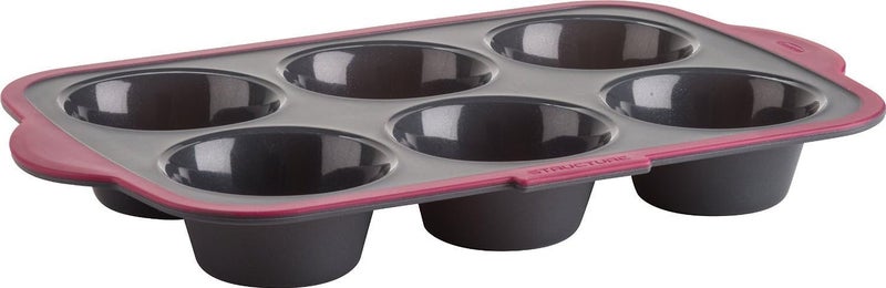 Trudeau Structure Pro Silicone Muffin Pan 6 Cup Large GreyPink - Image 1