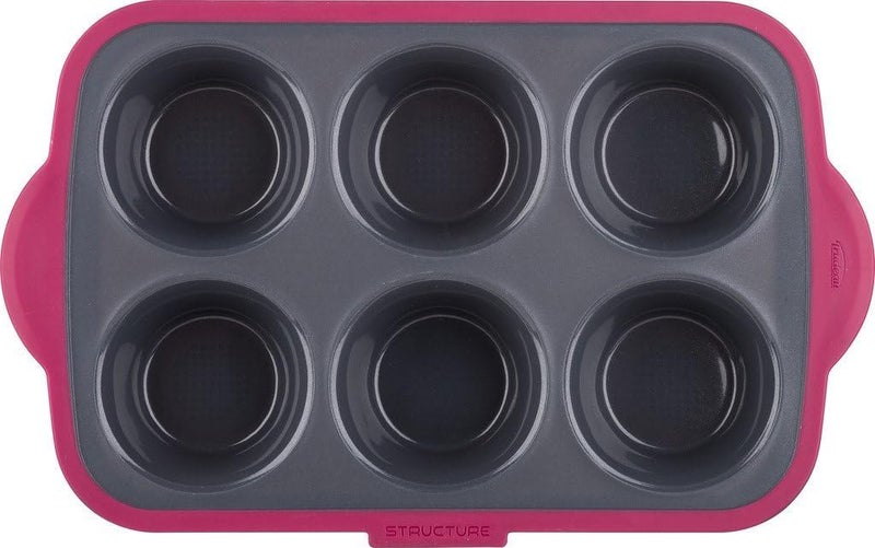 Trudeau Structure Pro Silicone Muffin Pan 6 Cup Large GreyPink - Image 3