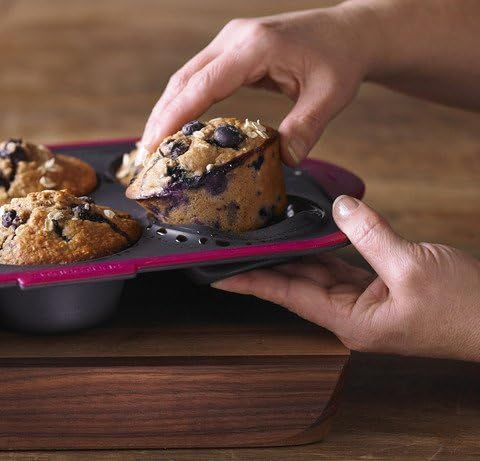 Trudeau Structure Pro Silicone Muffin Pan 6 Cup Large GreyPink - Image 4