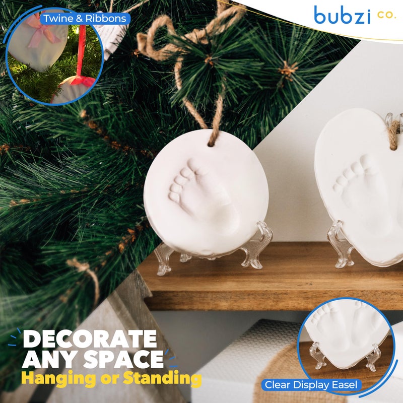 Bubzi Co زينة تذكار بيبي من بوبزي كو - مجموعة بصمة يد وقدمي البيبي - زينة تذكار للمولود الجديد للهدايا الشخصية وديكور الحضانة، مجموعة بصمة يد للذكور والإناث - Image 3