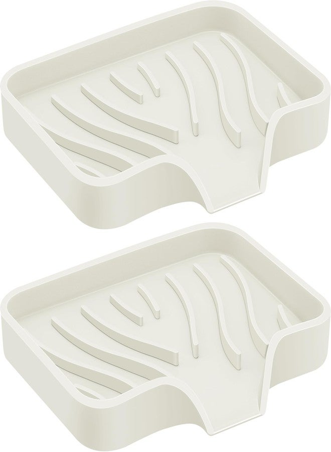Spofit 2PCS Self Draining Soap Holder,Spofit Silicone Soap Dish, Suitable for for Kitchen, Bathroom, Shower, Bath Tub,Soap Container (Beige) - Image 1