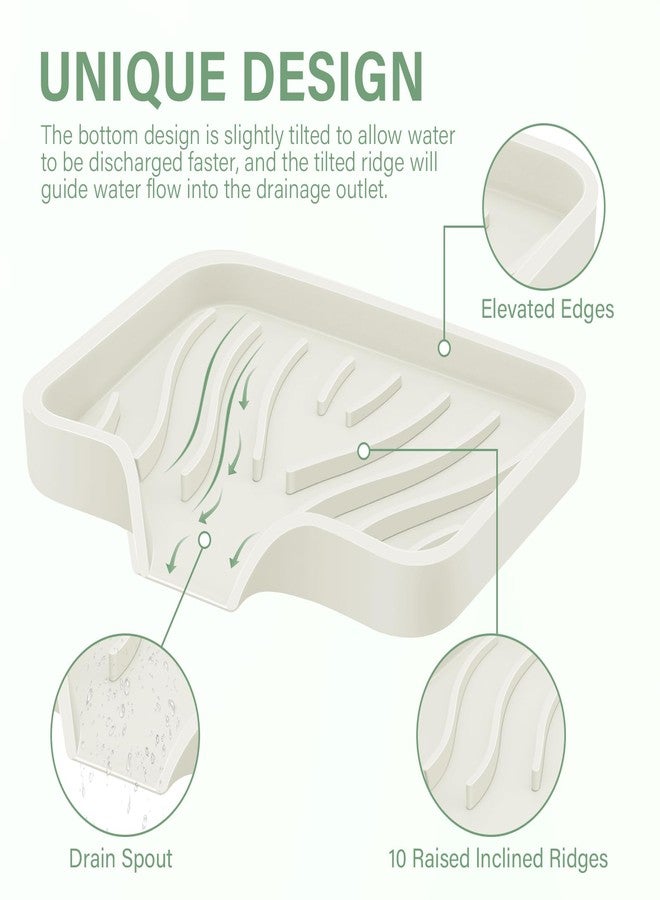 Spofit 2PCS Self Draining Soap Holder,Spofit Silicone Soap Dish, Suitable for for Kitchen, Bathroom, Shower, Bath Tub,Soap Container (Beige) - Image 4