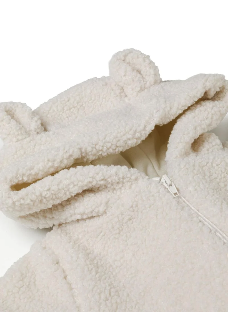MINOTI Baby Pramsuit with 3D Ears and Sherpa Texture Finish