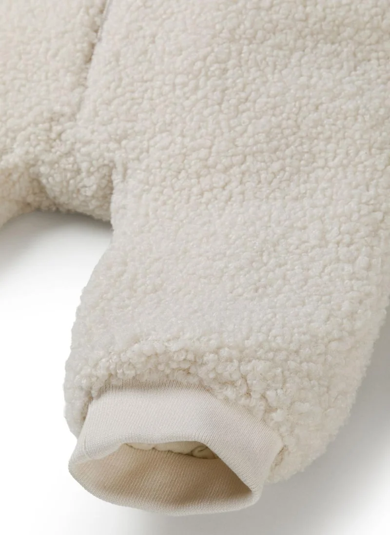 MINOTI Baby Pramsuit with 3D Ears and Sherpa Texture Finish