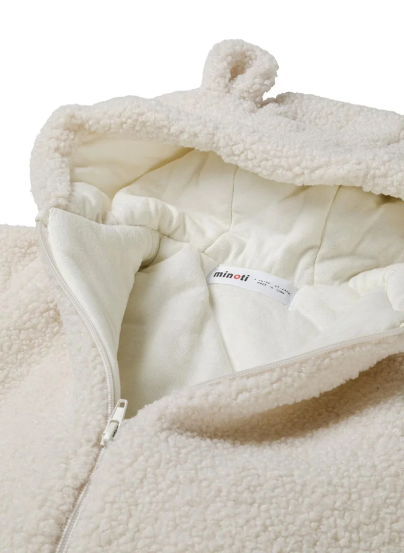 MINOTI Baby Pramsuit with 3D Ears and Sherpa Texture Finish
