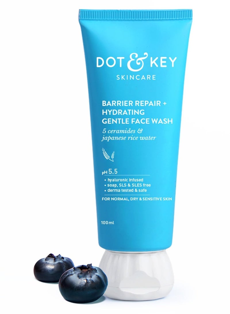 Dot & Key Barrier Repair + Hydrating Gentle Face Wash With Probiotic|Ceremide Face Wash|Face Wash For Dry Skin,Normal Skin&Sensitive Skin|Gently Cleanses Skin From Dirt&Oil For Unisex,100Ml - Image 1