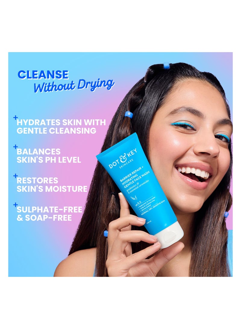Dot & Key Barrier Repair + Hydrating Gentle Face Wash With Probiotic|Ceremide Face Wash|Face Wash For Dry Skin,Normal Skin&Sensitive Skin|Gently Cleanses Skin From Dirt&Oil For Unisex,100Ml - Image 4