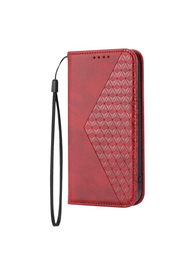 S-TOP Case For iPhone 13 Cubic Grid Calf Texture Magnetic Closure Leather Phone Case - Image 2