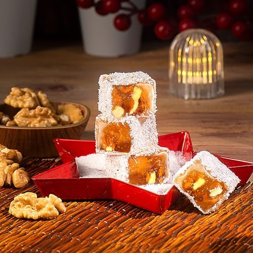 HazerBaba Hazer Baba Turkish Delight Candy, Sadrazam Walnut Coconut Dusted, 16oz (Pack of 1), Gourmet Snack Box, Traditional, Vegan Snack, Lokum, Unique Sweets, Loukumi, Delicias Turcas, Halal, Kosher - Image 4