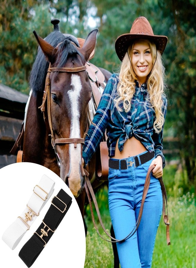 Andibro 2pcs 1.5in Elastic Equestrian Belt, Stretchable Waist Belt Surcingle Buckle Horse Bit Belt for Horseback Riding Sport - Image 2