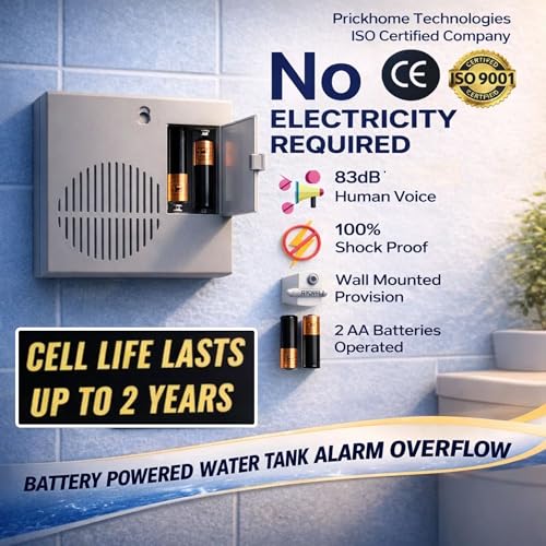 Swarn Jal (Model: A-VO25M-C) Water Tank Overflow Alarm with 2 Alkaline Cells + 25 Meter Wire, Loud Human Voice, Brass Sensors, 100% Shock Proof, 1-3 Years Cell Life, One Year Complete Warranty - Image 4