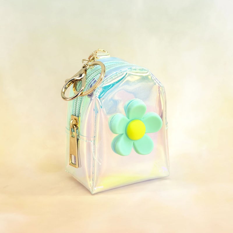estella New Laser Rainbow Bow Keychain Purse with Mini Backpack, Cute Storage Bag for Girls - Image 1